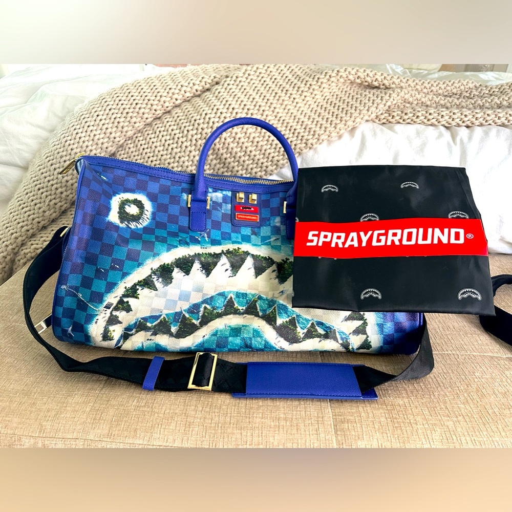 Sprayground Shark Bite Duffel W/ Dust Bag